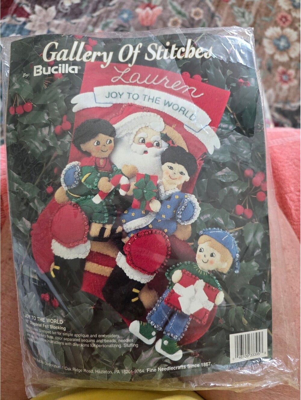 Bucilla Gallery of Stitches Lauren Joy to the World Felt Christmas Stocking Kit